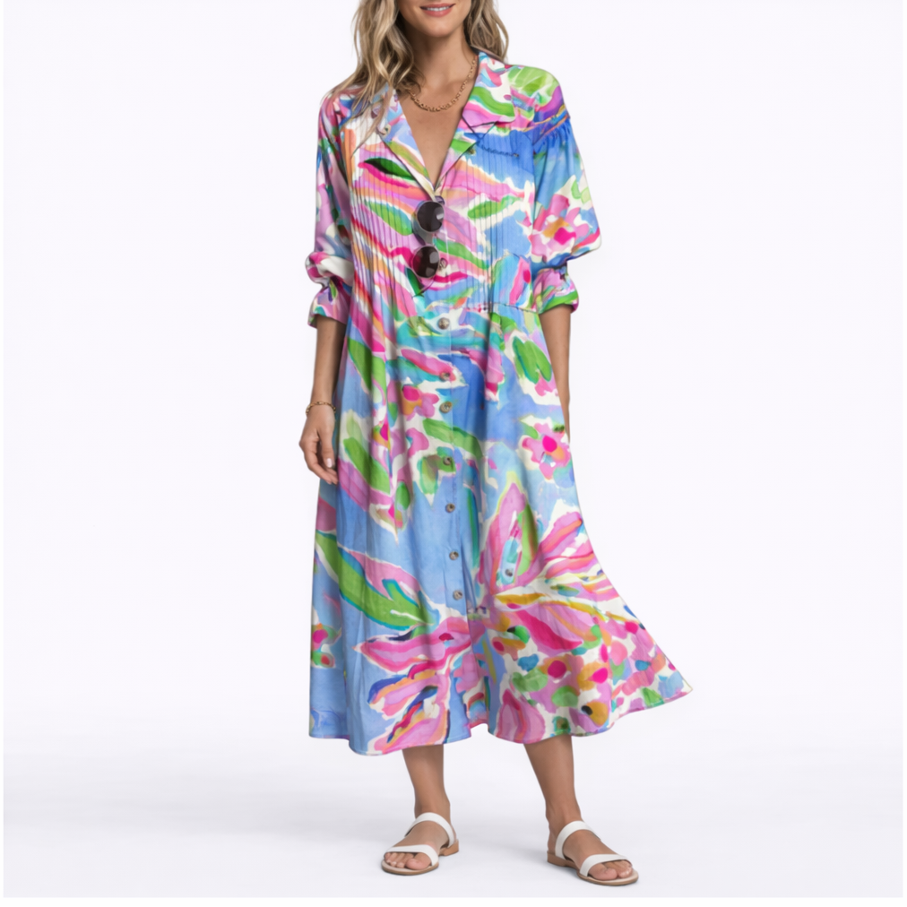 Maxi Dress Floral Print Flattering Fit Elegant Flowing Comfort Style