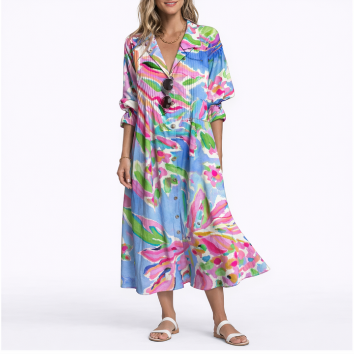 Maxi Dress Floral Print Flattering Fit Elegant Flowing Comfort Style