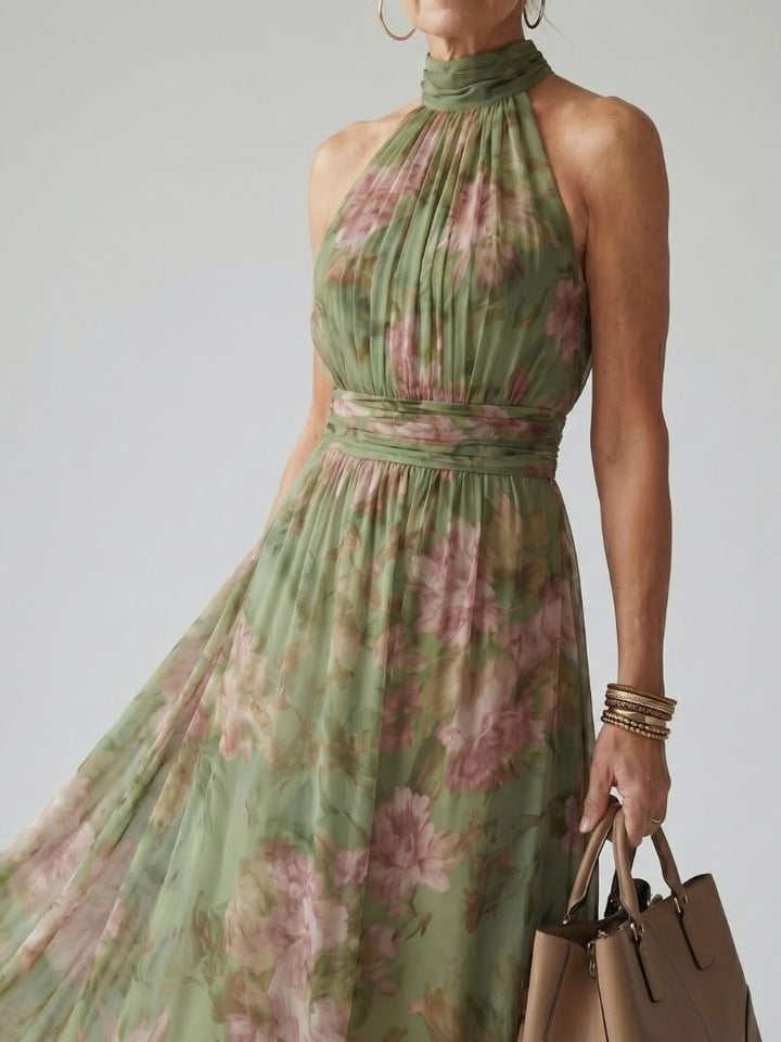 Halter Midi Dress Elegant Silhouette Feminine Occasion Style