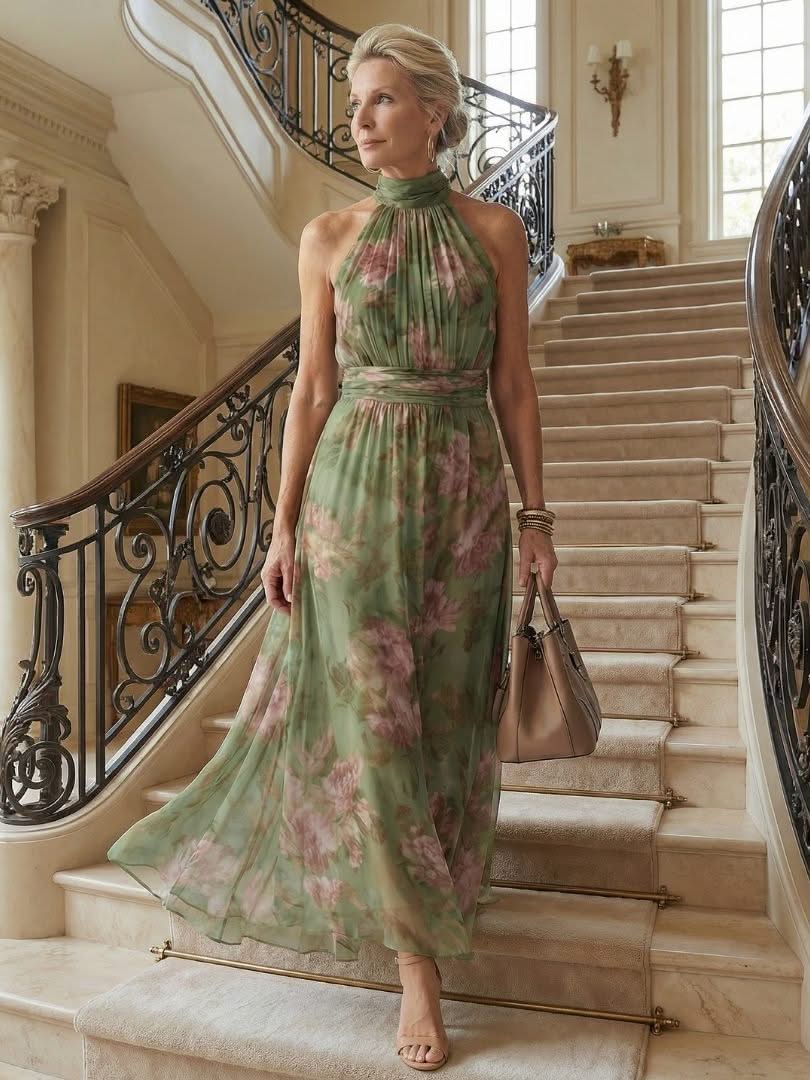 Halter Midi Dress Elegant Silhouette Feminine Occasion Style
