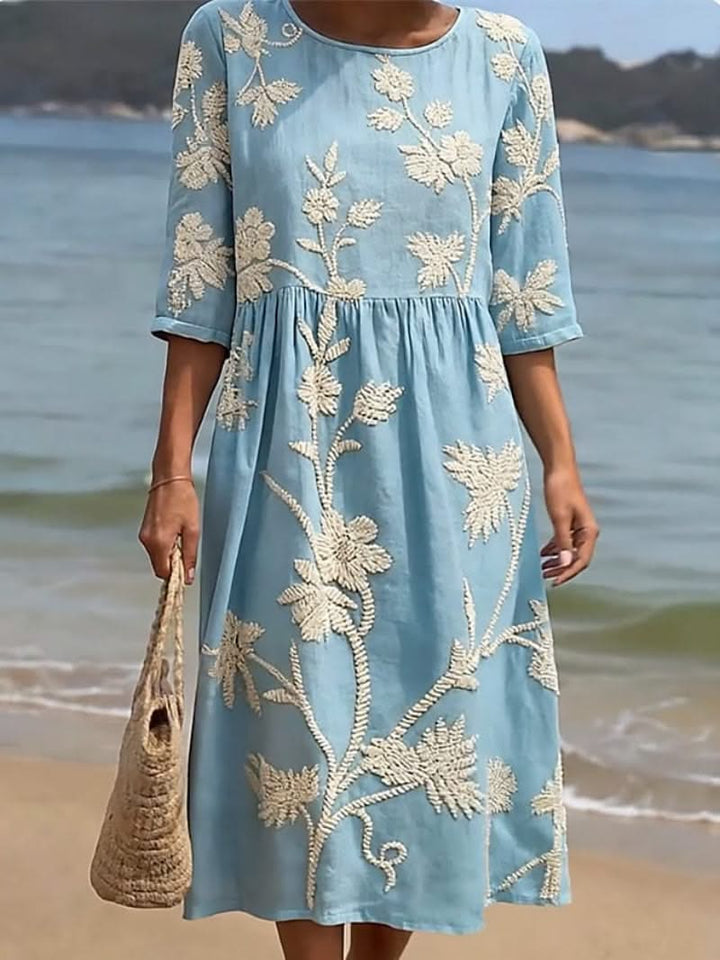Midi Dress Vintage Style Casual Relaxed Fit Timeless Elegance