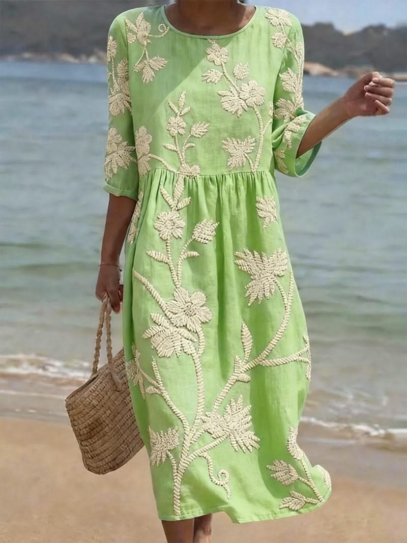 Midi Dress Vintage Style Casual Relaxed Fit Timeless Elegance