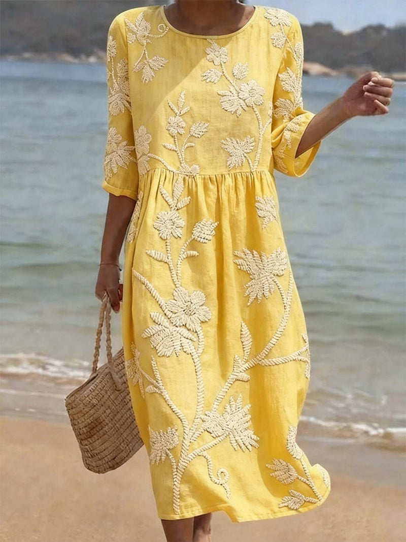 Midi Dress Vintage Style Casual Relaxed Fit Timeless Elegance