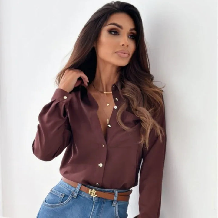 Blouse Long Sleeve Relaxed Fit Elegant Everyday Style