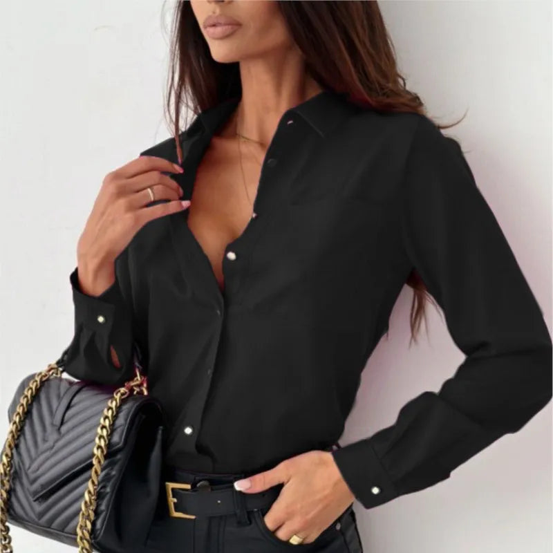 Blouse Long Sleeve Relaxed Fit Elegant Everyday Style