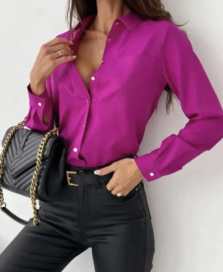 Blouse Long Sleeve Relaxed Fit Elegant Everyday Style