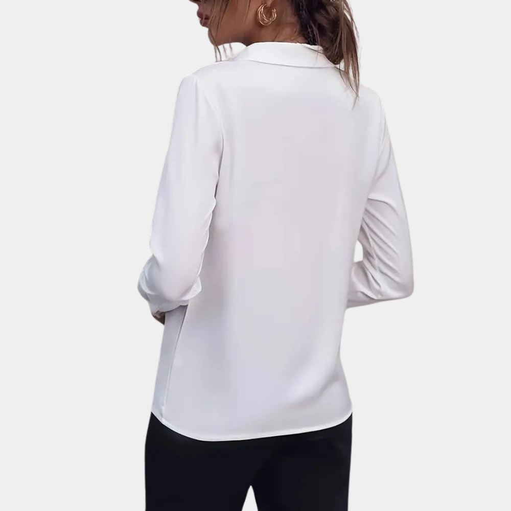 Blouse V Neck Long Sleeve Relaxed Fit Elegant Style
