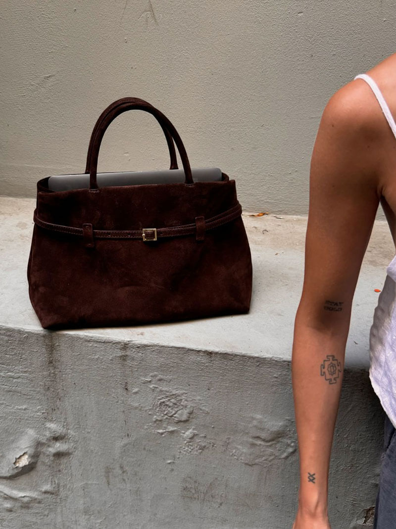 Suede Top Handle Handbag with Zip Closure for Women