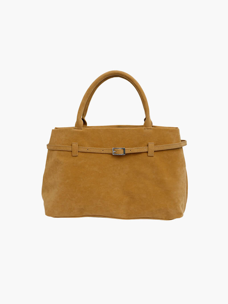 Suede Top Handle Handbag with Zip Closure for Women