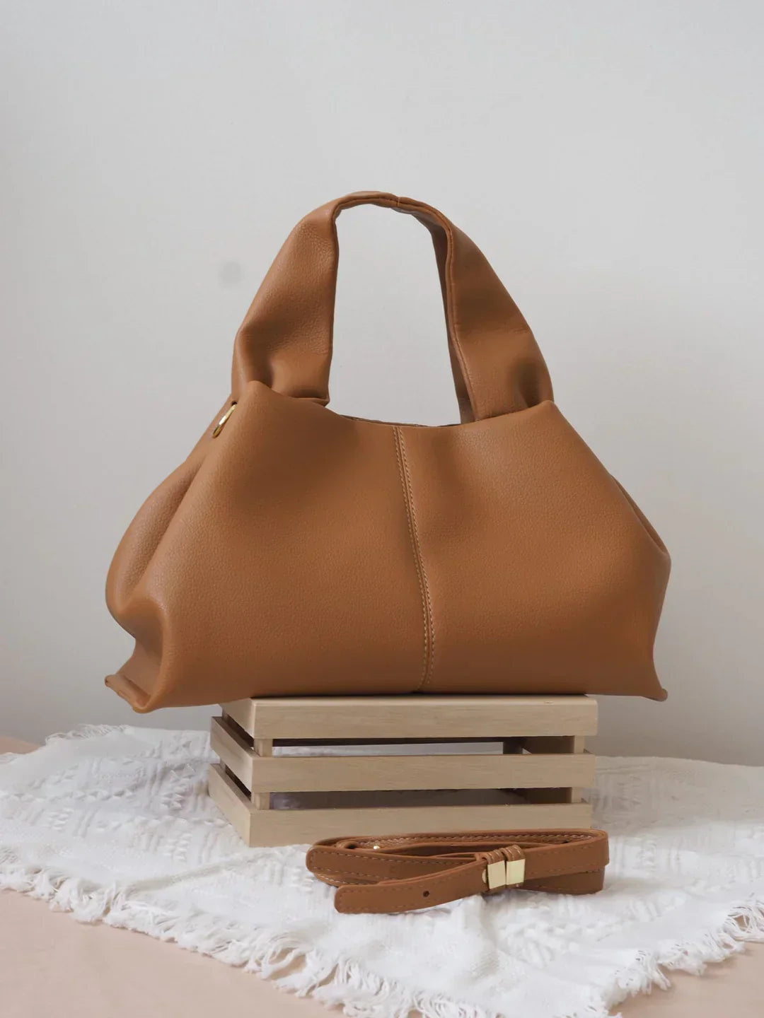 Structured Faux Leather Tote Bag for Women