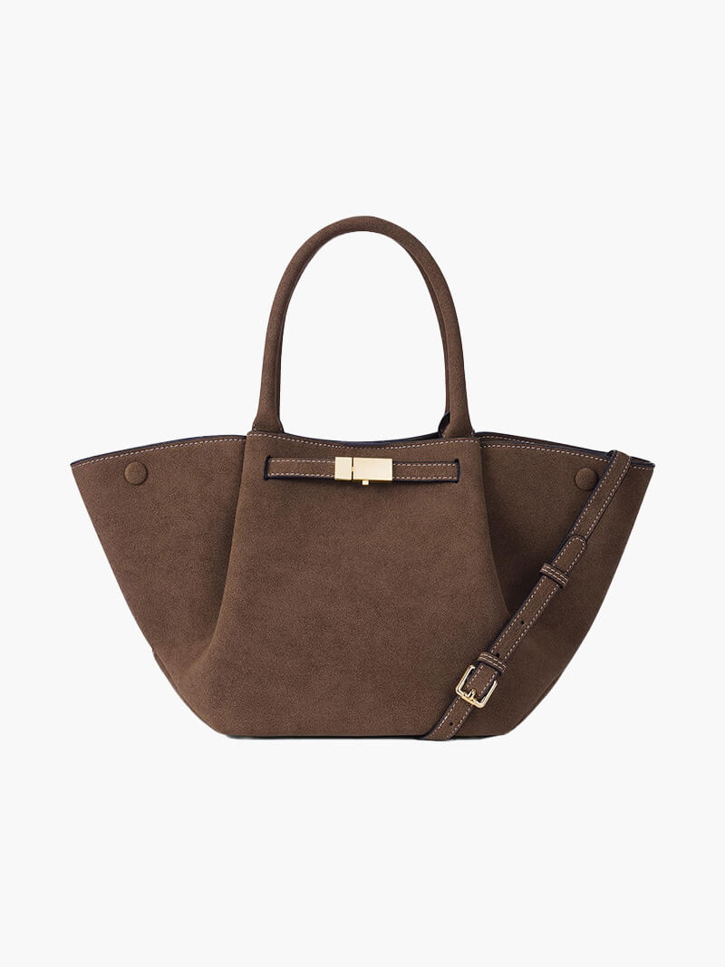 Suede Tote Bag with Top Handles and Shoulder Strap for Women