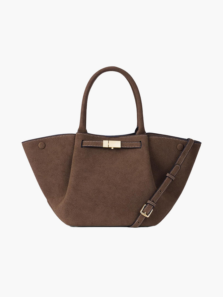 Suede Tote Bag with Top Handles and Shoulder Strap for Women