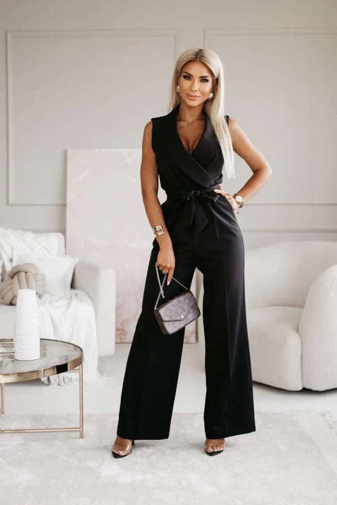 Jumpsuit Sleeveless Elegant Tailored Fit Wide Leg Style