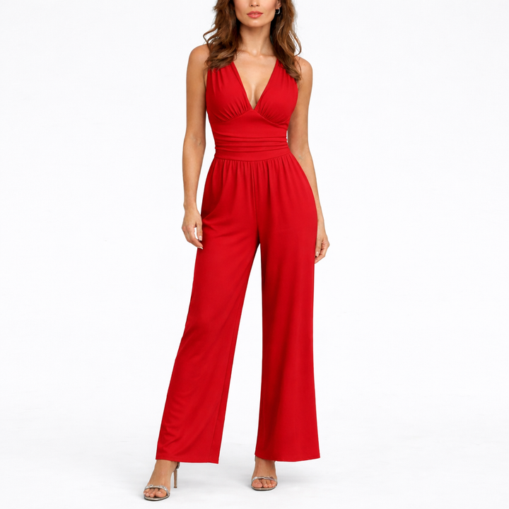 Jumpsuit Sleeveless Wide Leg Elegant Tailored Fit Evening Style