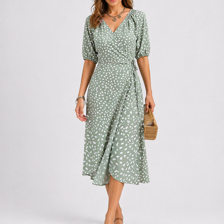 Midi Dress Abstract Print Summer Elegant Flowing Style