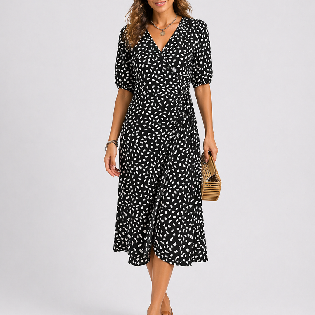 Midi Dress Abstract Print Summer Elegant Flowing Style