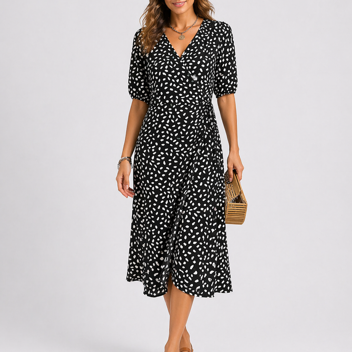Midi Dress Abstract Print Summer Elegant Flowing Style