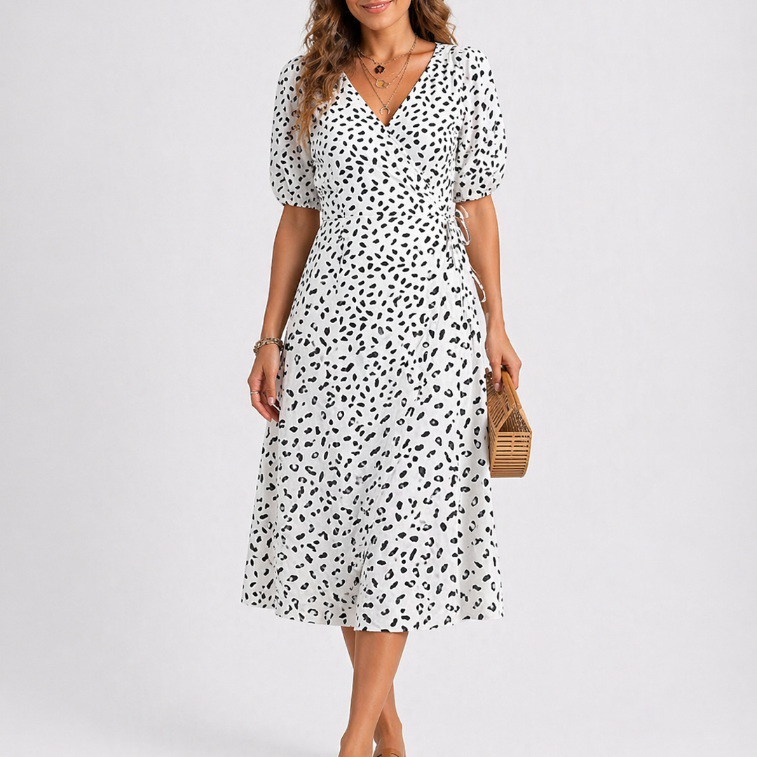 Midi Dress Abstract Print Summer Elegant Flowing Style