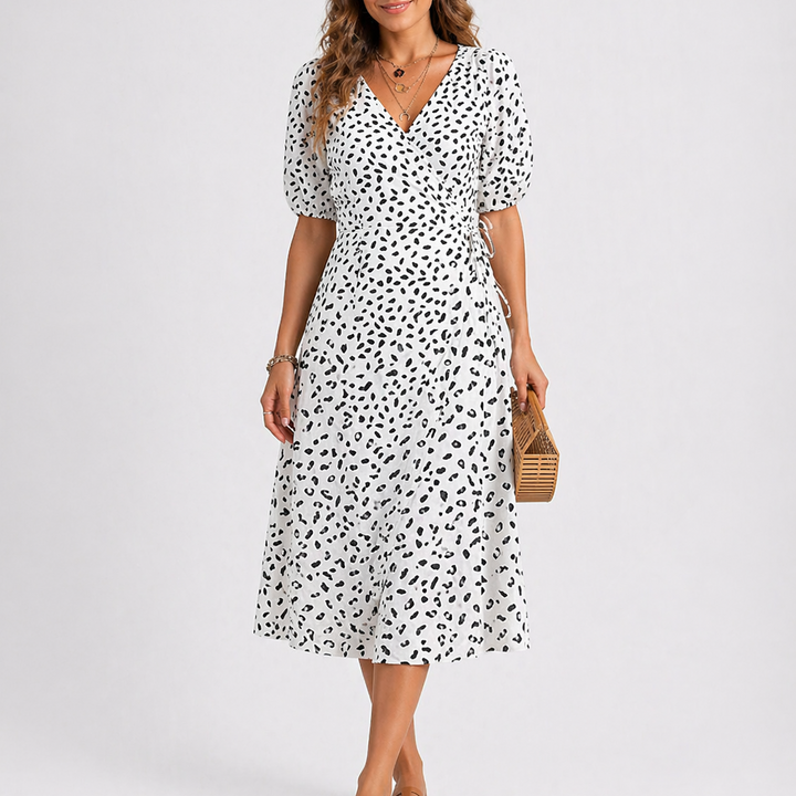 Midi Dress Abstract Print Summer Elegant Flowing Style