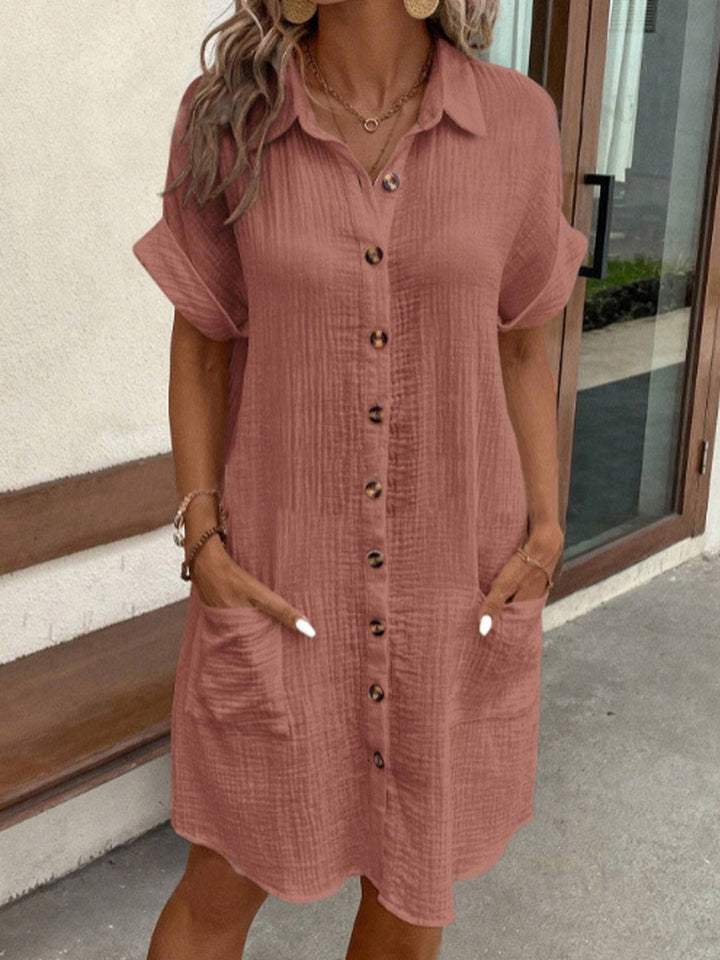 Shirt Dress Button Closure Casual Summer Style Relaxed Fit