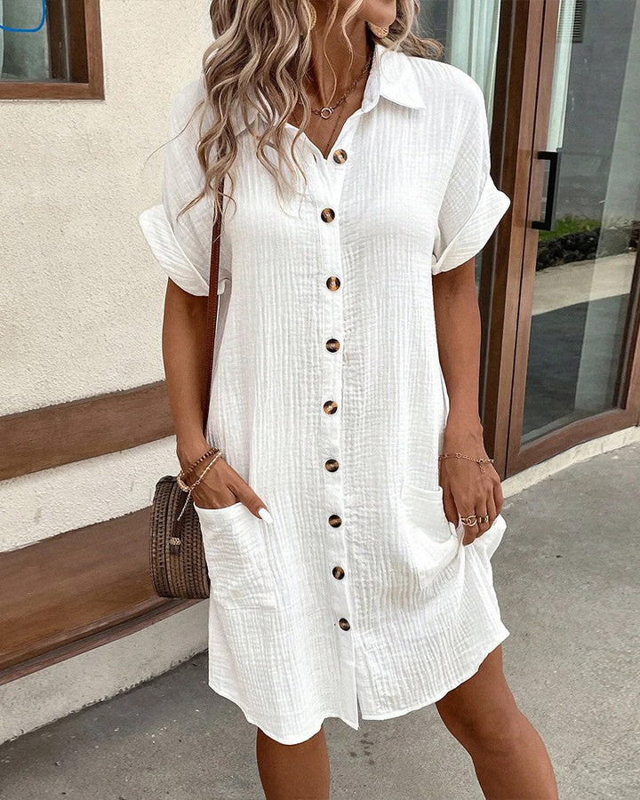 Shirt Dress Button Closure Casual Summer Style Relaxed Fit