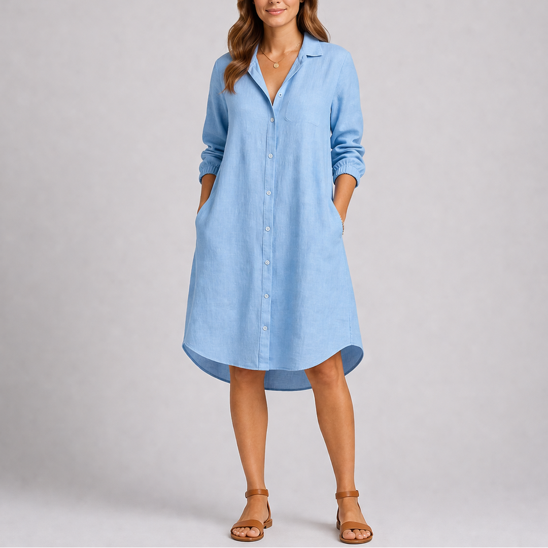 Shirt Dress Button Front Relaxed Fit Summer Casual Style