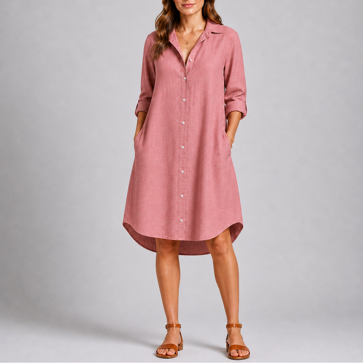 Shirt Dress Button Front Relaxed Fit Summer Casual Style