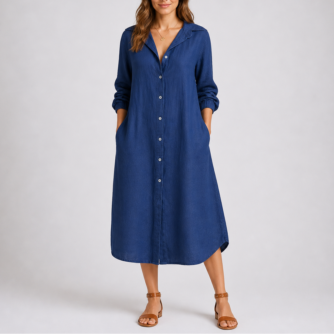 Shirt Dress Button Front Relaxed Fit Summer Casual Style