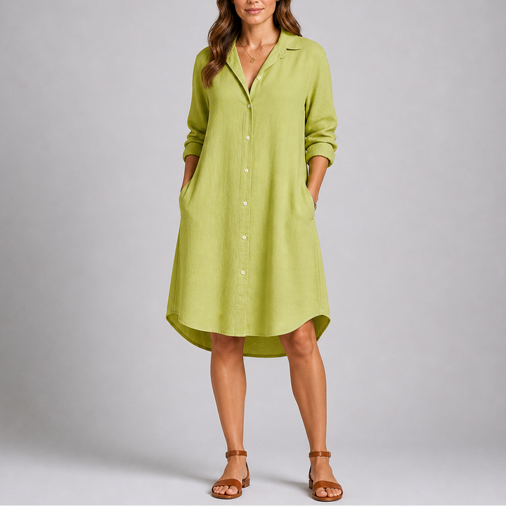 Shirt Dress Button Front Relaxed Fit Summer Casual Style