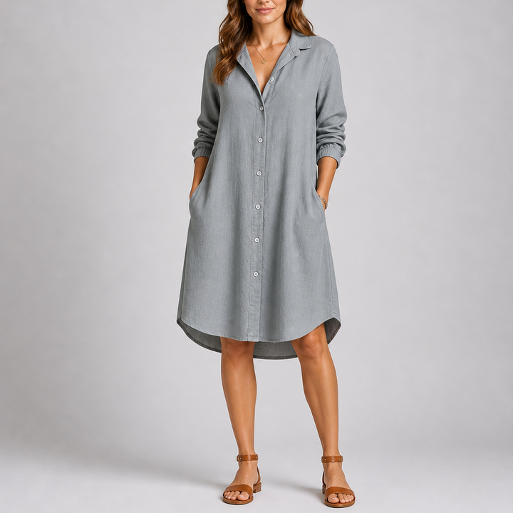 Shirt Dress Button Front Relaxed Fit Summer Casual Style