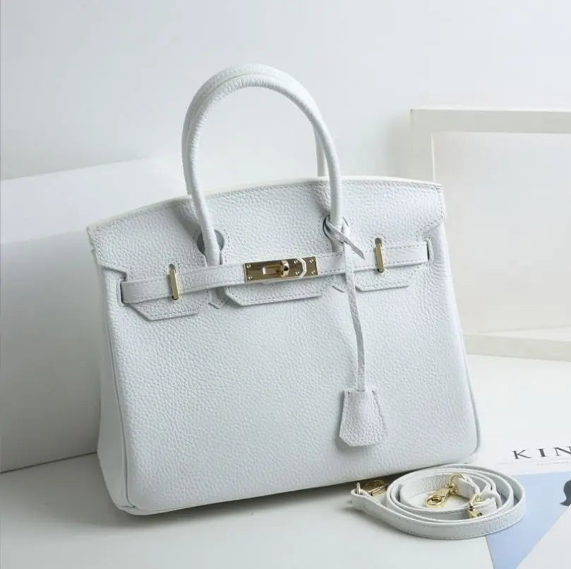 Top Handle Handbag with Shoulder Strap and Lock Closure for Women