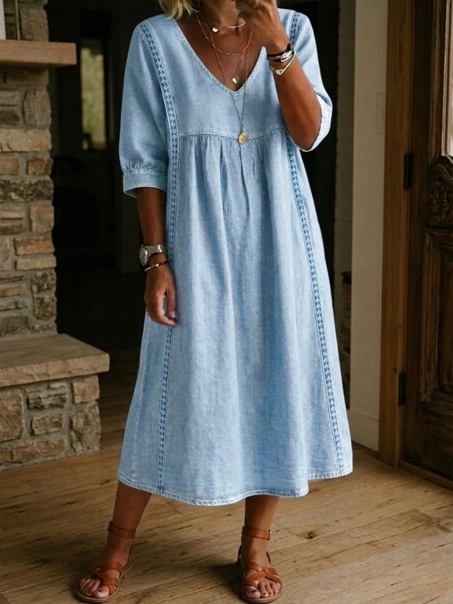 Lace Midi Dress Casual Elegant Relaxed Fit Feminine Style