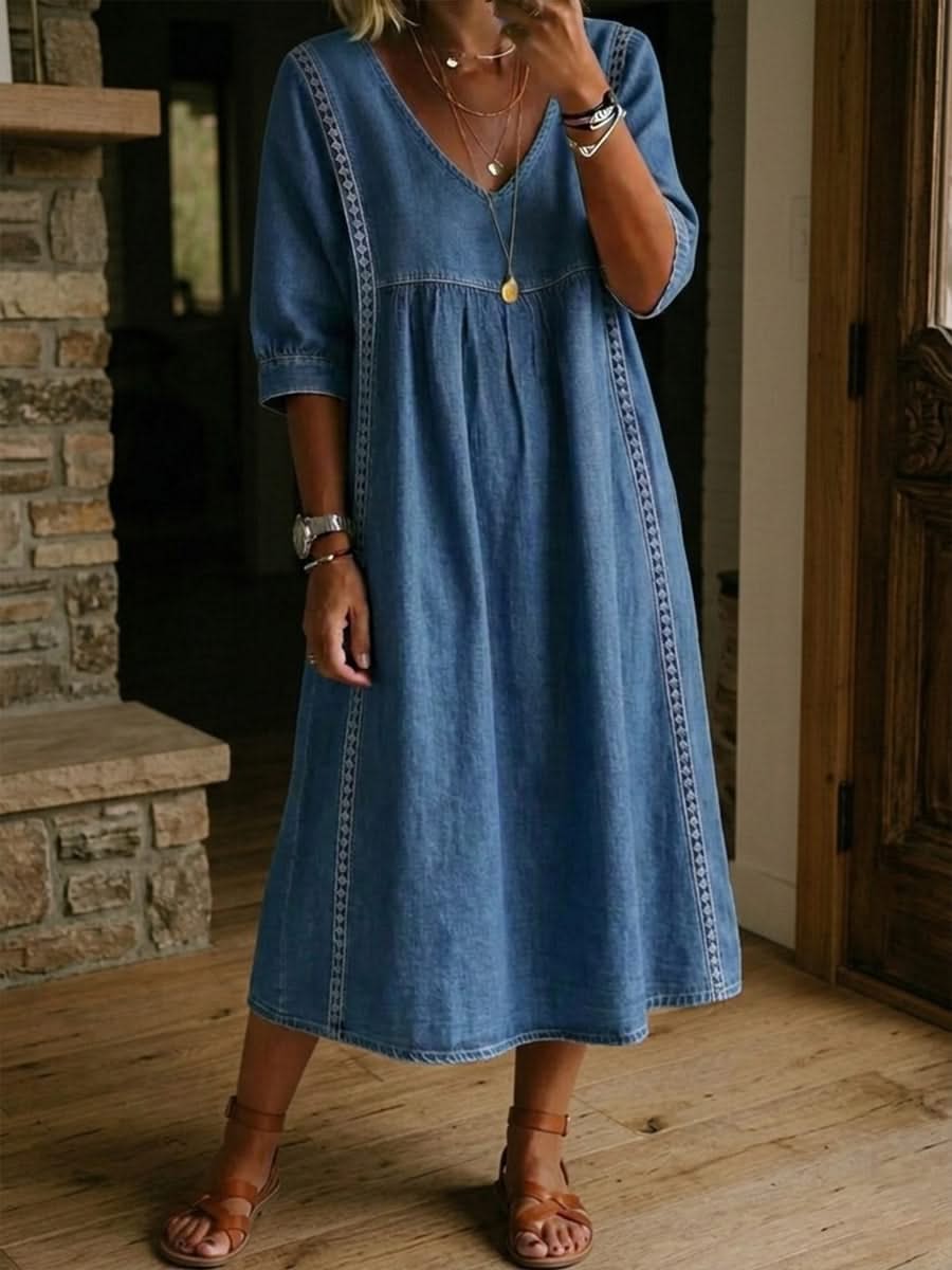 Lace Midi Dress Casual Elegant Relaxed Fit Feminine Style