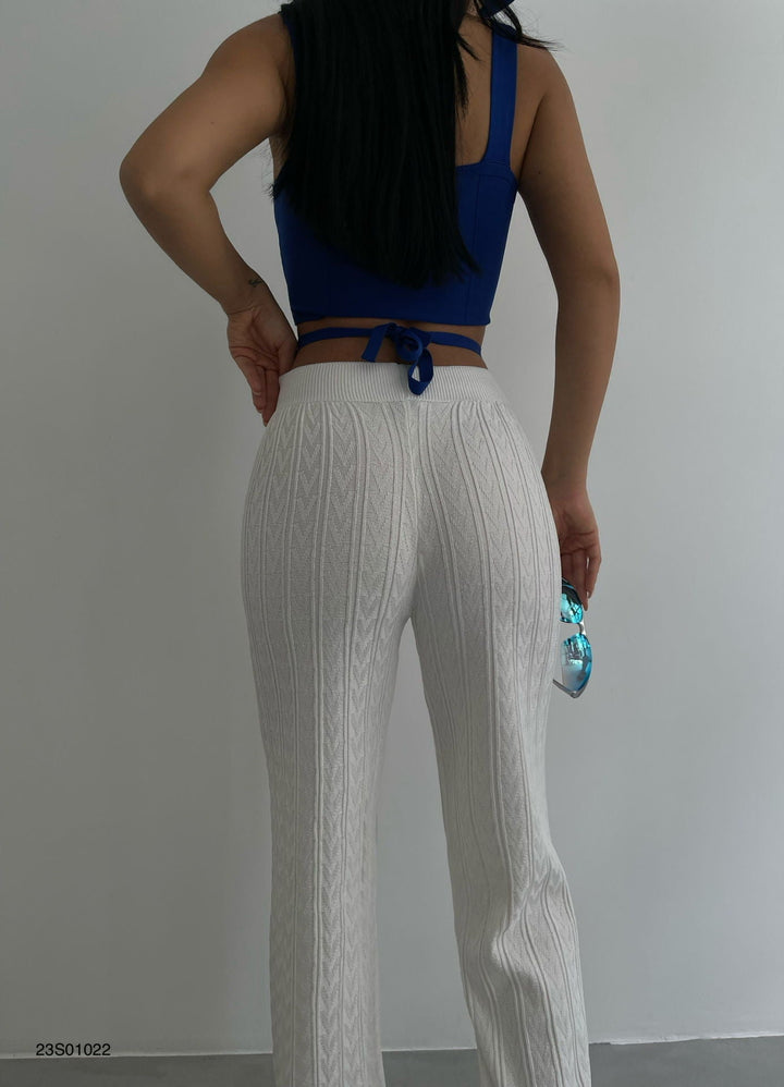Trousers Crochet Detail Wide Leg Relaxed Fit Elegant Style