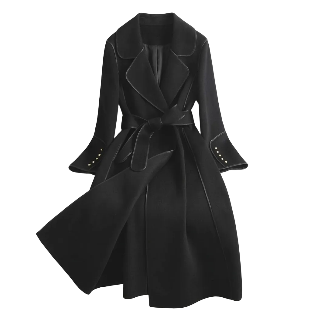 Womens Trench Coat with Tie Waist and Double Breasted Design
