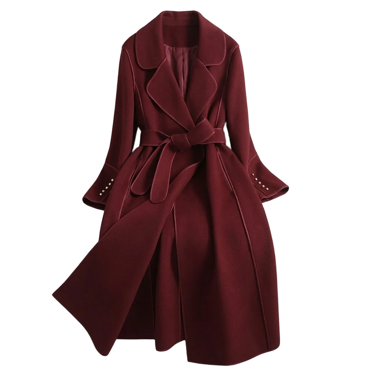 Womens Trench Coat with Tie Waist and Double Breasted Design
