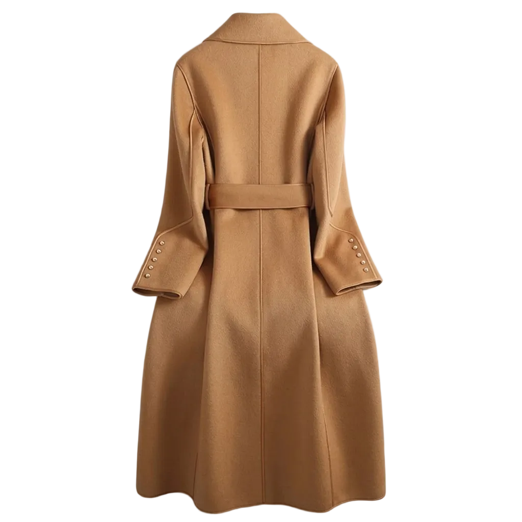 Womens Trench Coat with Tie Waist and Double Breasted Design