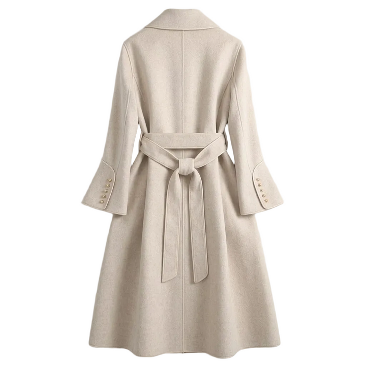 Womens Trench Coat with Tie Waist and Double Breasted Design