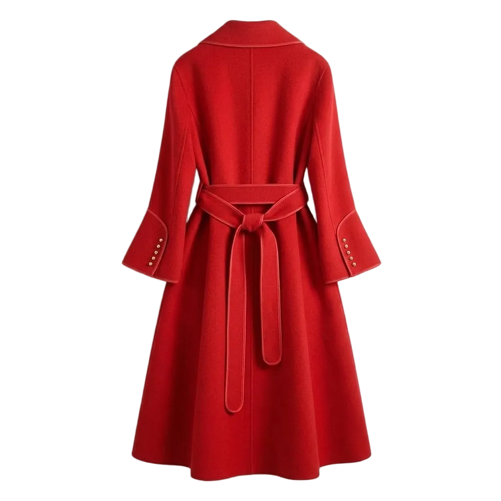 Womens Trench Coat with Tie Waist and Double Breasted Design
