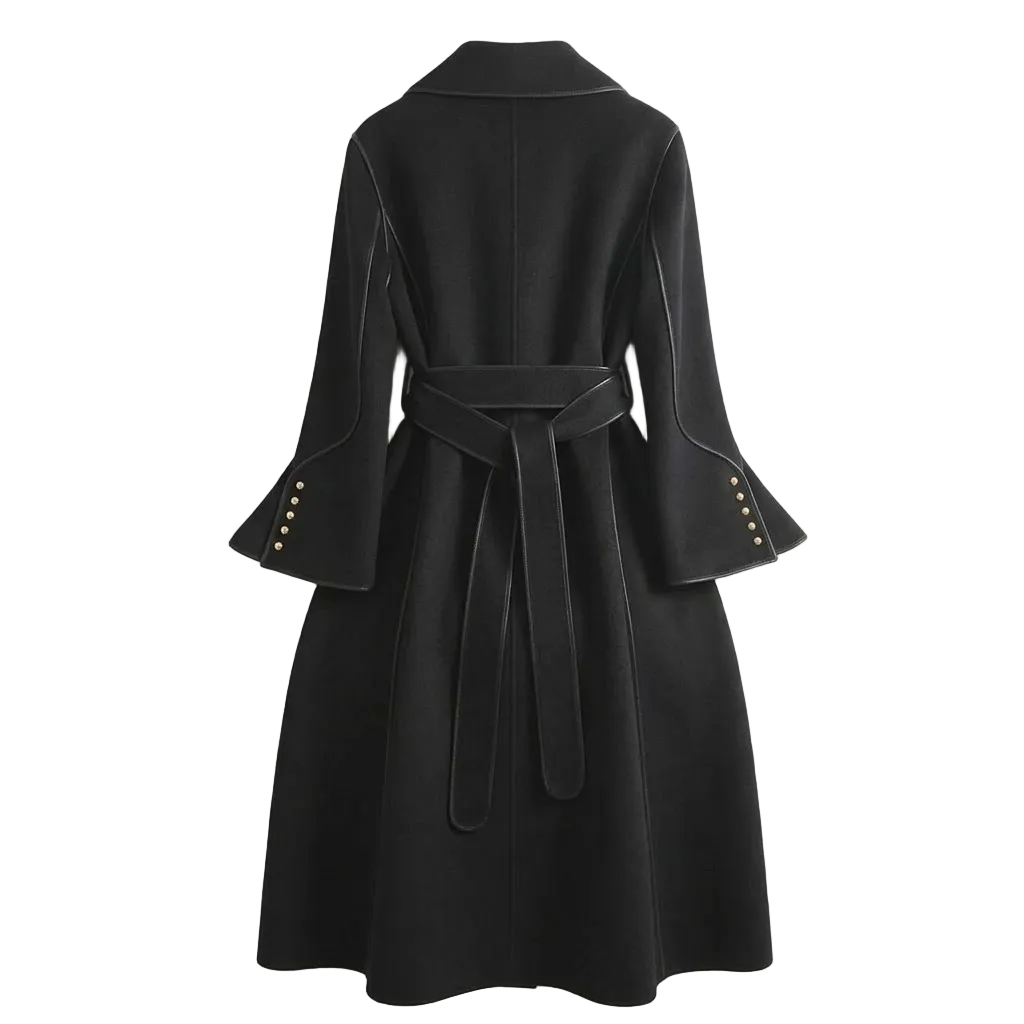 Womens Trench Coat with Tie Waist and Double Breasted Design