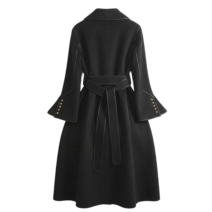 Womens Trench Coat with Tie Waist and Double Breasted Design