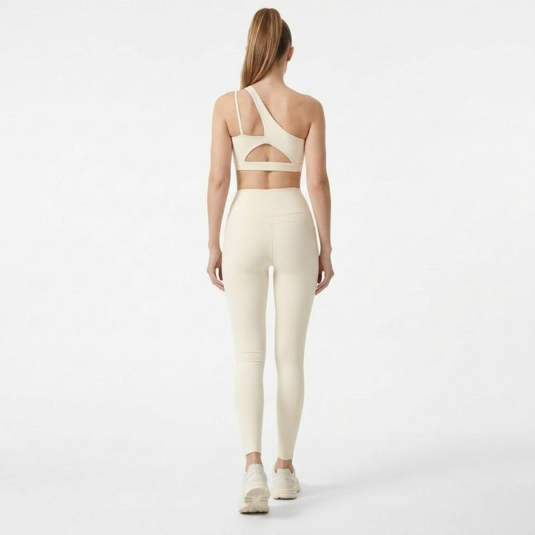 Two Piece Set One Shoulder Sports Bra High Waist Leggings Activewear Set