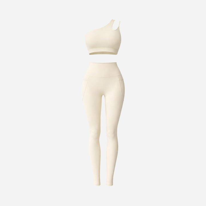 Two Piece Set One Shoulder Sports Bra High Waist Leggings Activewear Set