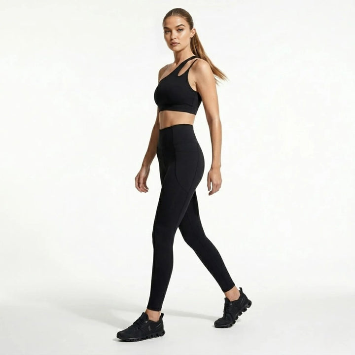 Two Piece Set One Shoulder Sports Bra High Waist Leggings Activewear Set