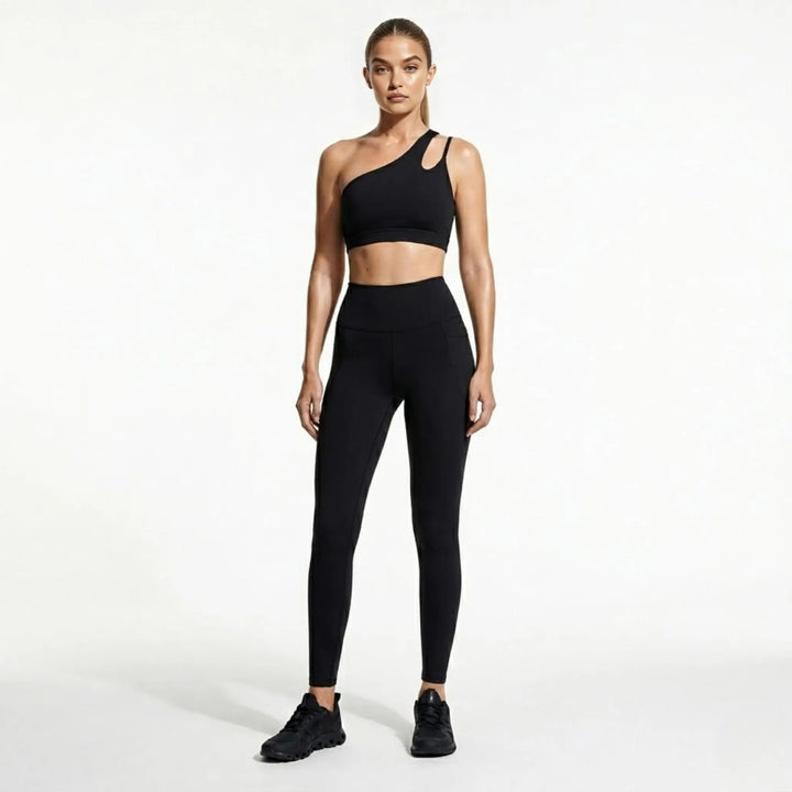 Two Piece Set One Shoulder Sports Bra High Waist Leggings Activewear Set