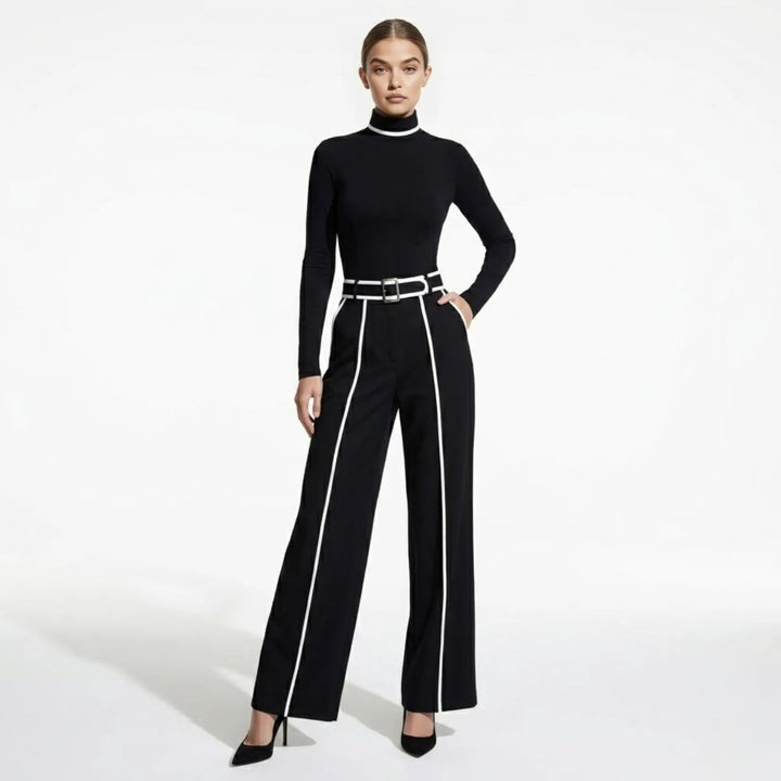 Tailored Wide Leg Jumpsuit with Belt – Elegant Modern Silhouette