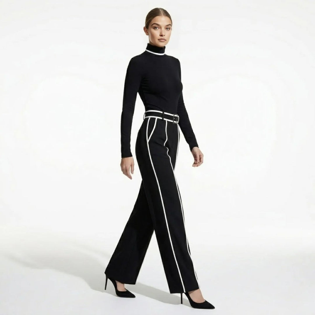 Tailored Wide Leg Jumpsuit with Belt – Elegant Modern Silhouette