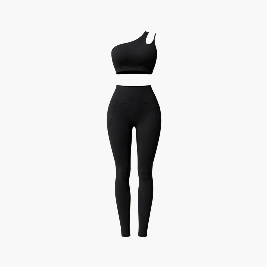 Two Piece Set One Shoulder Sports Bra High Waist Leggings Activewear Set