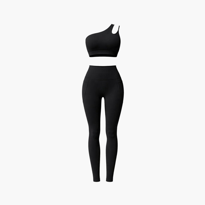 Two Piece Set One Shoulder Sports Bra High Waist Leggings Activewear Set