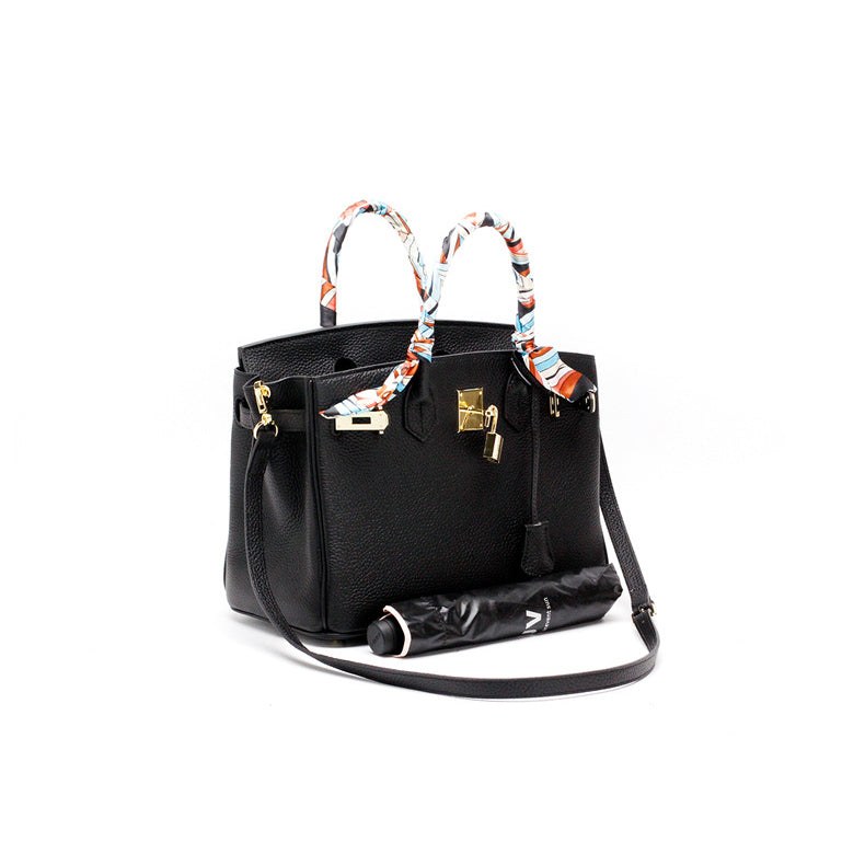 Top Handle Handbag with Turn Lock Closure for Women